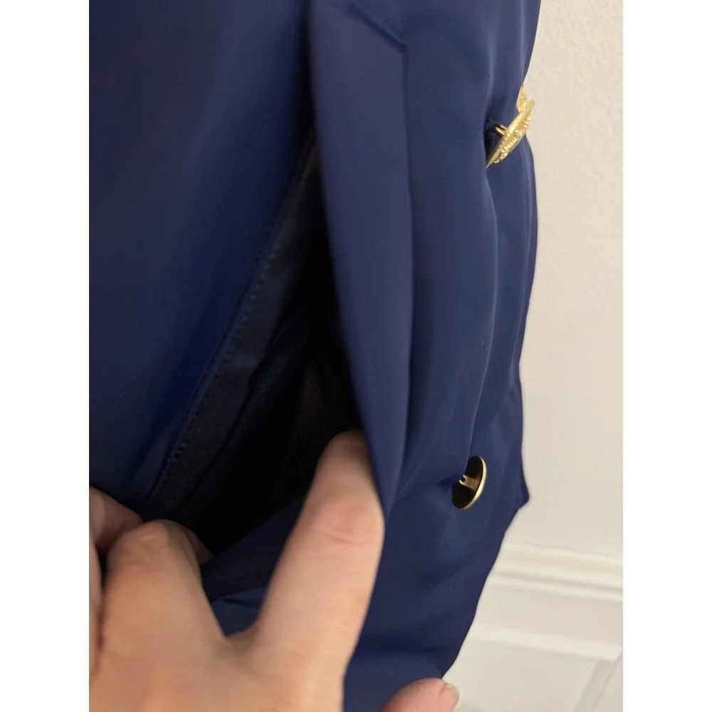 J.Crew Double Breasted Peacoat S Primaloft Puffer Blue Gold Buttons Pockets‎ - Picture 5 of 16